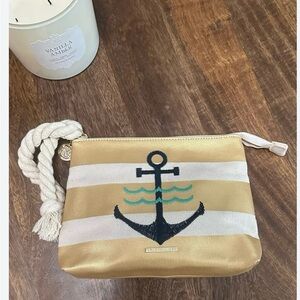 Gold and Cream Anchor Cosmetic Bag